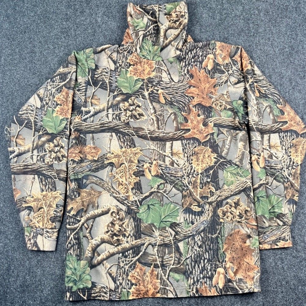 Cabelas Seclusion 3D Camo Fleece Turtleneck Mens Medium Hunting Shirt 93-1821